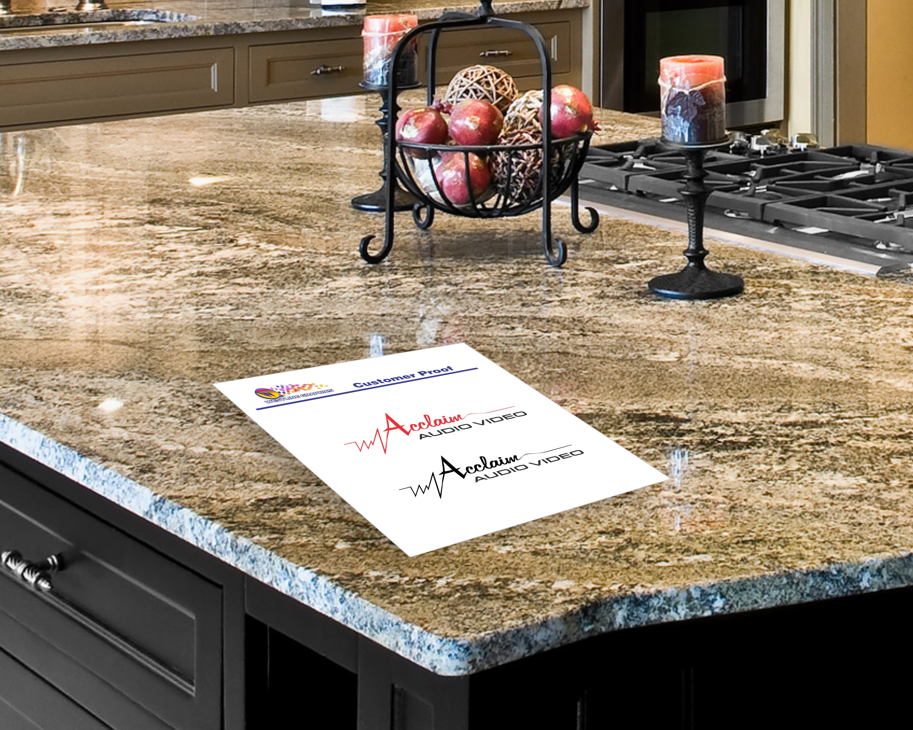 Acclaim Audo and Video Logo Design proof sheet