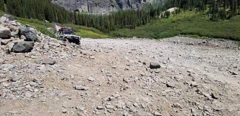 Pic of Bear's Jeep stopped at a point they could get out to help me.